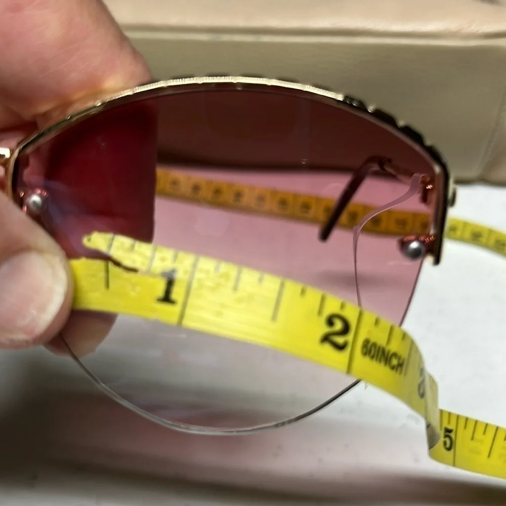Oversized Round Sunglasses Gold Tone Frame Purple Gradient Lenses Polarized